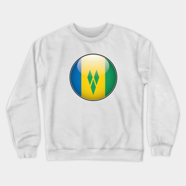 St Vincent and The Grenadines National Flag Glossy Button Crewneck Sweatshirt by IslandConcepts